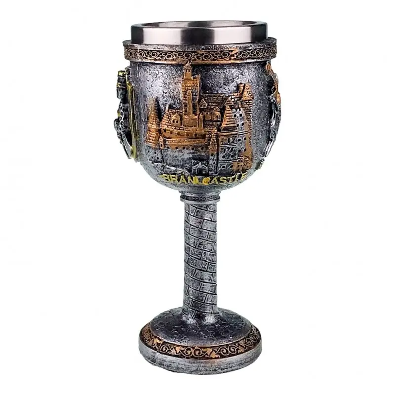 Castelul bran, vlad tepes, pocal din metal si rasina, model 2244h